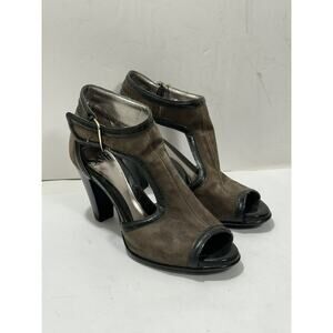 Sofft Size 8 M Peep Toe Sling Back Brown Suede Heels‎ Ankle Strap Buckle Heel
